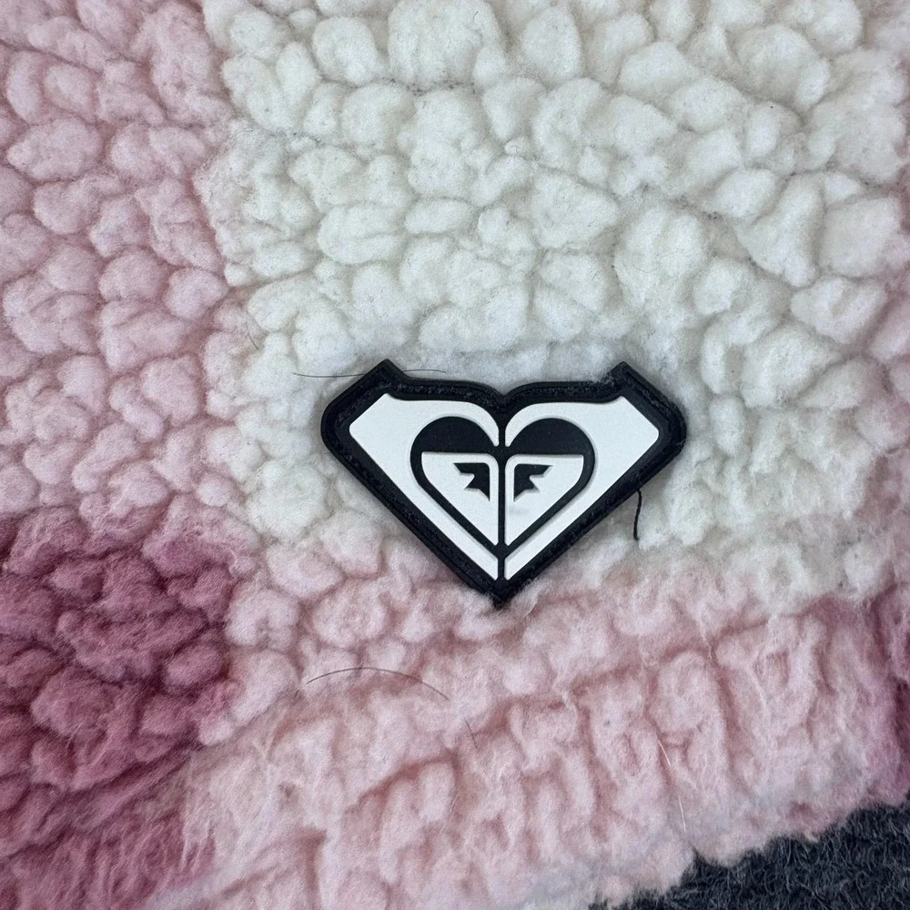 Roxy Shacket Girls XL Pink White Plaid Logo Sherpa Faux Fur Pockets READ